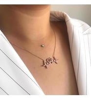 Rose Kaplama Allah yazılı Kalp ritmim Gümüş Kolye (Karışık)