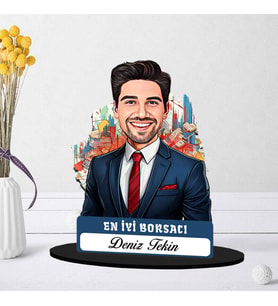 Kişiye Özel Erkek Borsacıya Hediye Karikatürlü Biblo