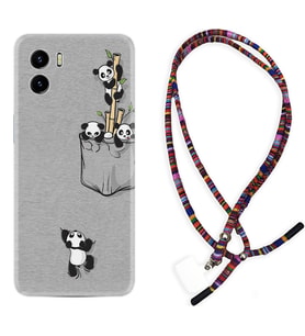 Vivo Y15S Y32 Y33S Y51 Y53S Kılıf Boyun Asklı Rasta Silikon Pandalar 1798