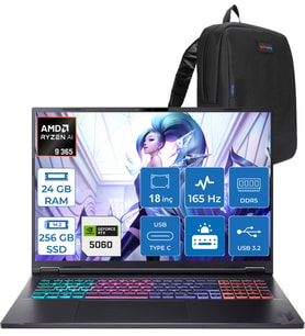 Acer Nitro 18 Aı Amd AN18-AMD Ryzen™ Aı 9 365 24GB Ddr5 256GB SSD 8GB/RTX5060 115W 18" Qhd+ 2560 x 1600 165 Hz IPS  Freedos Gaming Bilgisayar. NHQYHEY001F01+ZETTAÇANTA