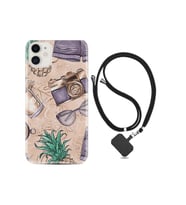 Apple Iphone 11 Kılıf Desenli Silikon Boyun Askılı Monkey Butterfly 1357