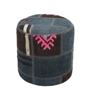 KOYU GRI RENGİ EL DOKUMA  YÜNLÜ PUF -40X40