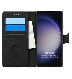 Microsonic Samsung Galaxy S23 Ultra Kılıf Fabric Book Wallet Siyah (Siyah)