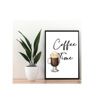 "coffee Time" Yazılı Siyah Çerçeveli Mdf Tablo