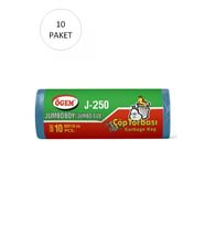 J-250 Jumbo Boy Çöp Torbası 80 x 110 cm 10 Lu Rulo x 10 Paket = 100 Adet (Mavi)