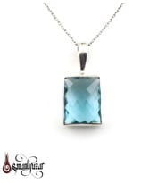 Orjinal Blue Topaz Taşlı 925 Ayar Gümüş Kolye