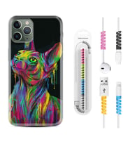 Apple iPhone 11 12 13 14 Pro Max Kılıf Kablo Koruma Spiral Silikon Color Cat 1754