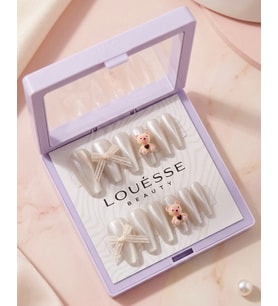 Louésse Baby Bear Glow Takma Tırnak 12’li Ayıcıklı Işıltılı Nail Set