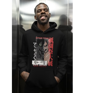 Tasarım Eren Yeager Attack On Titan Baskılı Unisex Oversize Anime Karakter Hoodie