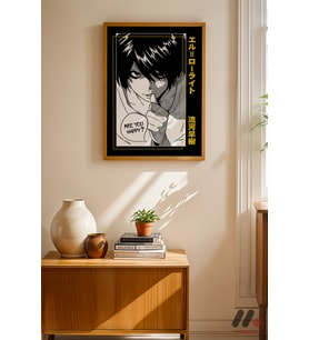 Death Note L Anime Poster, Ahşap Çerçeveli Duvar Tablosu - Anime Severlere Özel Hediye