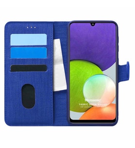 Microsonic Samsung Galaxy A22 4G Kılıf Fabric Book Wallet Lacivert