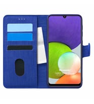 Microsonic Samsung Galaxy A22 4G Kılıf Fabric Book Wallet Lacivert