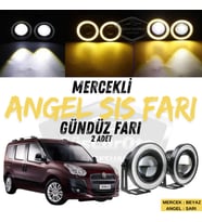 Fiat Doblo D3 2010-2015 Uyumlu Mercekli Angel Sis Farı Metal 76 mm Sarı Halkalı Gündüz Farı 2 Adet