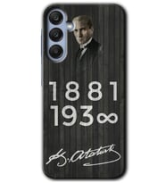Galaxy A35 Kılıf HD Desen Baskılı Kılıf - Atatürk Ahşap İmza