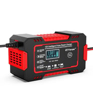 12v 6a Akıllı Araba Motosiklet Lcd Ekran Araç Akü Onarım Hızlı Şarj Cihazı Islak Kuru Jel Kurşunasit (Siyah)