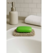 Valerine Life Gri Sabunluk Kaymaz Kıvırcık Lif Dokulu Su Tahliyeli Sabun Altlığı 7x11cm 3 Adet