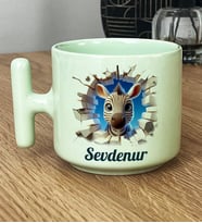 Kişiye Özel 3D Efektli Zebra Hediye Pastel T Kupa İsimli İsim Yazılı (Yeşil)
