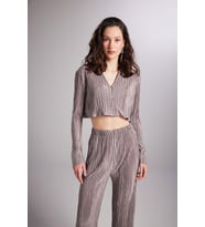 Crop Model Düğme Kapamalı Comfy Crop Gömlek Vizon