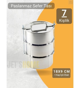 3’lü Sefer Tası 18x9 cm Yemek Taşıma Kabı Paslanmaz Çelik No:4 Kapasite 7 Kişilik