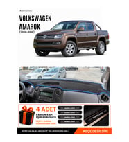 VOLKSWAGEN AMAROK (2009-2016) Uyumlu Torpido Örtüsü Torpido Kılıfı - Siyah Mavi
