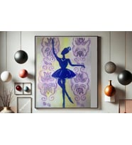 El Çizimi Modern Illustrasyon Baskı (My Little Ballerina) (Karışık)