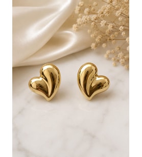 CM Jewelry Kalp Detaylı Gold Çelik Küpe