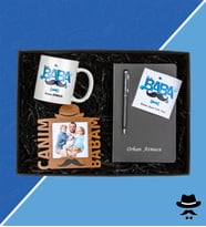 Babalar Gününe Özel  Baba Tasarımlı Beyaz Kupa, Canım Babam Cerçeve, Defter ve Kalem Hediye Seti, Kurumsal Set (Model 1)