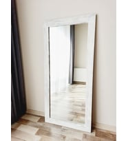 Dfn Wood Masif Ahşap Dikdörtgen Beyaz Dekoratif Duvar Salon Ofis Boy Aynası