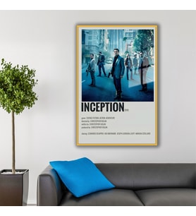 Metal Çerçeveli Temperli Cam Tablo Film Afişi Inception 2010 (Gold)