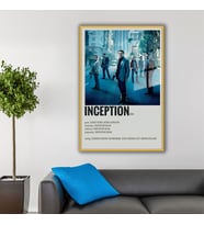 Metal Çerçeveli Temperli Cam Tablo Film Afişi Inception 2010 (Gold)