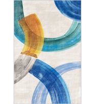 Eliana Home Baskılı, Yıkanabilir Kaymaz Taban Salon Halısı LNA0589 100x150 cm (Mavi)