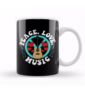 Peace Love Music Awesome Hippie Pacifist Festival Kupa Bardak Porselen