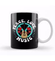 Peace Love Music Awesome Hippie Pacifist Festival Kupa Bardak Porselen