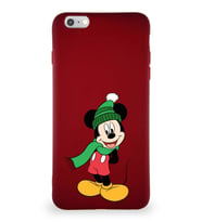 Apple iPhone 6 Plus Soft Premier Kapak Mickey Mouse-G Tasarımlı Silikon Kılıf - Mürdüm (Şeffaf)