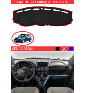 Fiat Doblo Airbagli 2007-2015 Için Uygun Torpido Koruma Halısı Siyah Kenar Renk Kırmızı