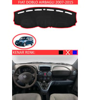 Fiat Doblo Airbagli 2007-2015 Için Uygun Torpido Koruma Halısı Siyah Kenar Renk Kırmızı