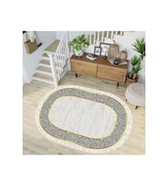 Eliana Home Baskılı, Yıkanabilir Kaymaz Taban Oval Halı LNA7208-SD1071 100x150 cm (Krem)