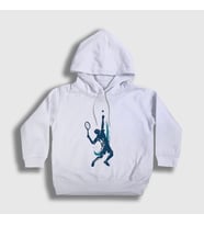 Presmono Unisex Çocuk Beyaz Serve Servis Spor Tennis Tenis Kapüşonlu Sweatshirt 339117tt