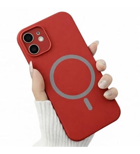 Coverzone ?phone 12 ile Uyumlu Kadife ?� Y�zeyli Premium Silikon K?l?f MagSafe ile Uyumlu Kablosuz ?arj Destekli Darbe Emici Yumu?ak Dokulu Koruma Tasar?ml? Telefon K?l?f? K?rm?z?