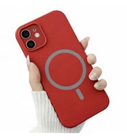 Coverzone ?phone 12 ile Uyumlu Kadife ?� Y�zeyli Premium Silikon K?l?f MagSafe ile Uyumlu Kablosuz ?arj Destekli Darbe Emici Yumu?ak Dokulu Koruma Tasar?ml? Telefon K?l?f? K?rm?z?