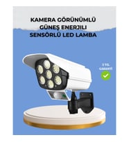 Mey İthalat® Kamera Görünümlü Solar LED Lamba Hareket Sensörlü Uzaktan Kumandalı Bahçe Duvar Aydınla