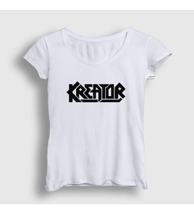Presmono Kadın Beyaz Logo Kreator T-Shirt 93058tt (Beyaz)