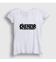 Presmono Kadın Beyaz Logo Kreator T-Shirt 93058tt (Beyaz)