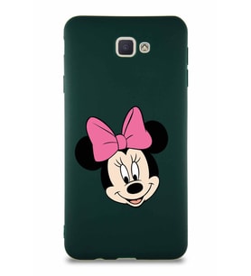 Samsung Galaxy J7 Prime Soft Premier Kapak Minnie Mouse-C Tasarımlı Silikon Kılıf - Yeşil (Şeffaf)