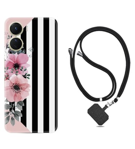 Vivo Y16 Kılıf Resimli Boyun Askılı İpli Desenli Silikon Flowers 4 1390