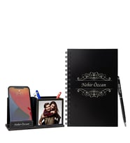 Kişiye Özel Desen Baskılı Ahşap Defter & Roller Kalem & Ahşap Mdf Kalemlik