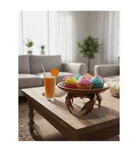 3D Dekoratif Yengeç Figürü Kahverengi Pratik Ev Gereçleri Sunum Tabak 16 X 16 Cm