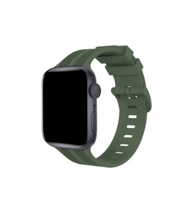 Apple Watch 38mm Kr408 Çizgili Silikon Kordon - Koyu Yeşil