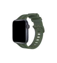 Apple Watch 38mm Kr408 Çizgili Silikon Kordon - Koyu Yeşil