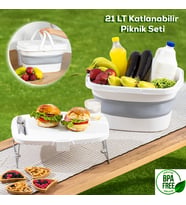 Porsima 07-1304 Katlanır Piknik Sepeti - Silikonlu Katlanabilir Saklama Kutusu - 21 L Beyaz